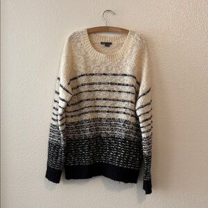 Vince Black and Cream Gradient Wool Sweater